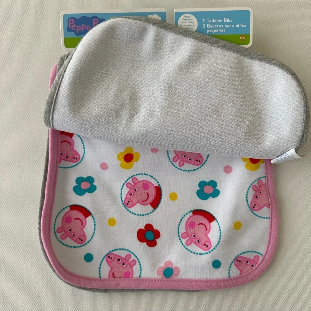 Peppa Pig 3-pk Toddler Girl Bibs Water Resistant NWT